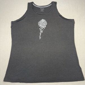Columbia Women's Heather Gray Tank Top with White Dandelion Accent - Size XL